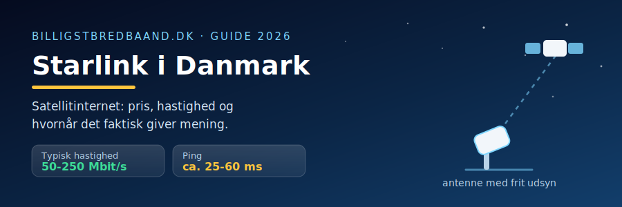 Starlink i Danmark – satellitinternet med antenne, hastighed og ping